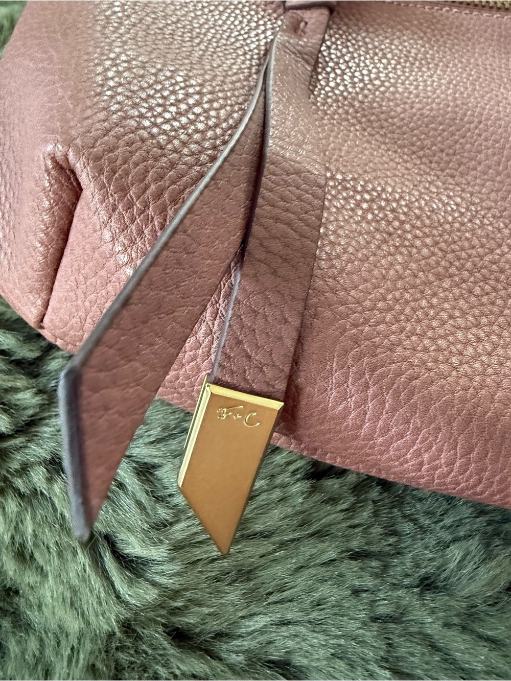 Foley and Corinna Mauve Leather Tote Bag Optional Crossbody Sleek Everyday - Picture 3 of 4